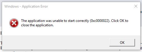 0xc0000022 Error Message.JPG